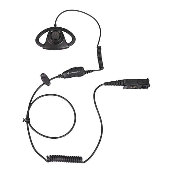 PMLN6757 - Auricular ajustable estilo D con micrófono en línea y PTT, negro